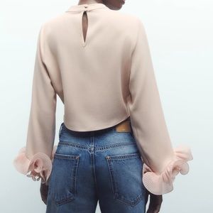 Zara pleated ruffle top